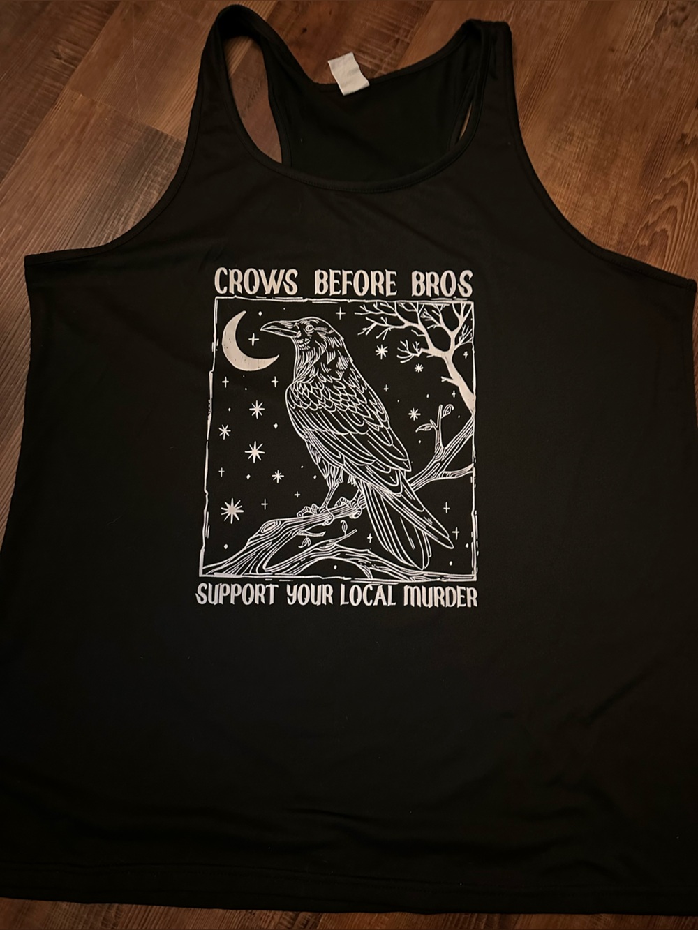 Black Graphic Raven Tank Top -